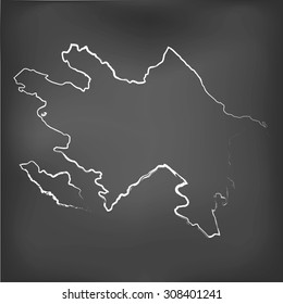 A Chalked map on a chalk board of Azerbaijan