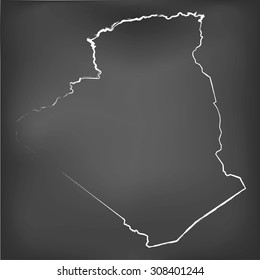 A Chalked map on a chalk board of  Algeria