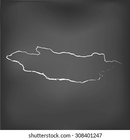 A Chalked map on a chalk board of  Mongolia