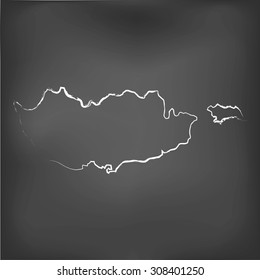 A Chalked map on a chalk board of  Cyprus