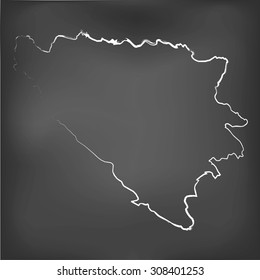 A Chalked map on a chalk board of  Bosnia