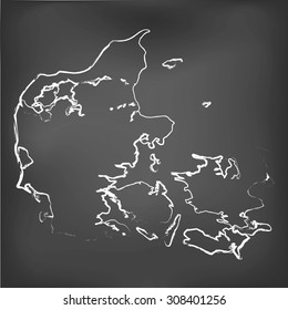A Chalked map on a chalk board of  Denmark