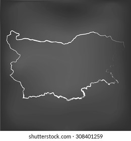 A Chalked map on a chalk board of Bulgaria
