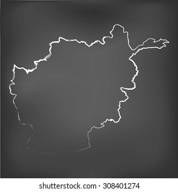 A Chalked map on a chalk board of  Afghanistan