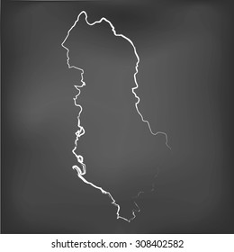 A Chalked map on a chalk board of  Albania