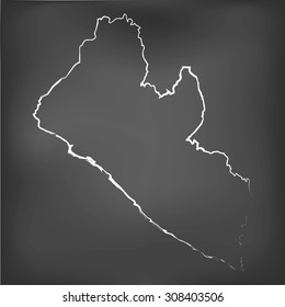 A Chalked map on a chalk board of  Liberia
