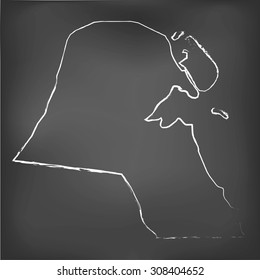 A Chalked map on a chalk board of  Kuwair