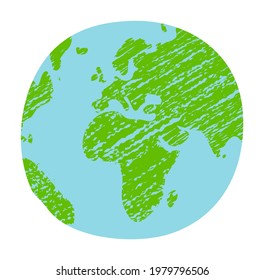 Chalked vector grunge earth (world map, globe)  illustration
