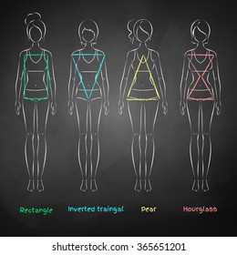 Chalked Vector Illustration Female Body Types Stock Vector (Royalty ...