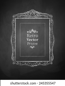 Chalked vintage baroque frame. Vector illustration. Isolated. 