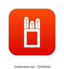 Chalks in carton box icon digital red for any design isolated on white vector illustration