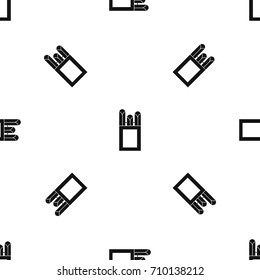 Chalks in carton box pattern repeat seamless in black color for any design. Vector geometric illustration