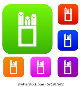 Chalks in carton box set icon in different colors isolated vector illustration. Premium collection