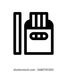 Chalks. Outlined stroke vector icon with black-filled details.