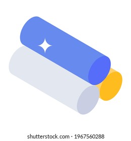 Chalks, writing tool in isometric icon