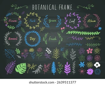 Chalk-style floral and plant ornaments and frames