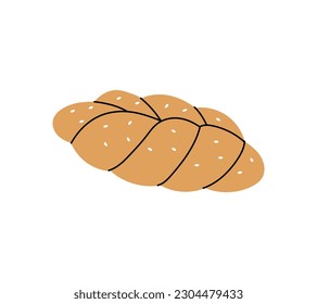 Challah, braided bread icon. Bakery pastry products silhouette. Vector illustration.