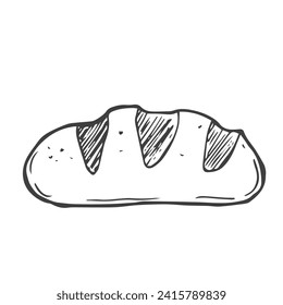 Challah bread line icon logo. Sweet bakery Hand drawn doodle element sketch, isolated on white background. Jewish traditional Kosher food outline item. Line art vector illustration