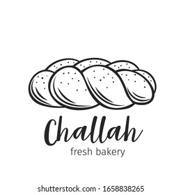 Challah Bread Outline Hand Drawn Icon For Bakery Shop Or Food Design. Vector Illustration.