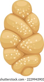 Challah icon. Jewish braided bread. Cartoon bakery