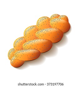 Challah isolated on white photo-realistic vector illustration