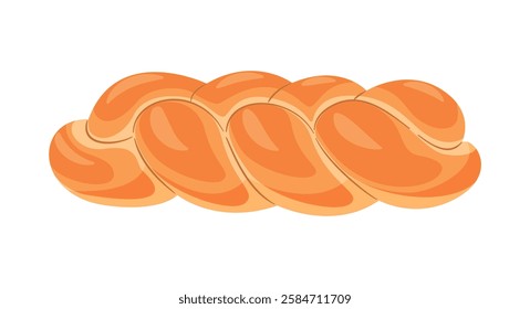 Challah jewish traditional holiday bread. Hand drawn trendy flat style isolated. Freshly baked Braided bread icon. Vector illustration