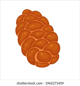 Challah is the national Jewish food. White bread. Vector illustration isolated on white background.