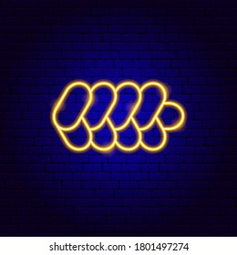 Challah Neon Sign. Vector Illustration of Rosh Hashanah Promotion.