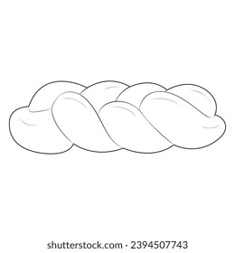 Challah, traditional holiday bread. Happy Hanukkah Illustration. Coloring page. Line Art.