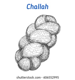 Challah vector illustration. Hand drawn image. Jewish food