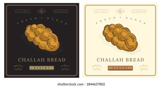 Challah Zopf sweet white bread vintage illustration