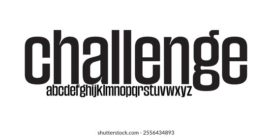 Challenge, Abstract Fashion font alphabet. Minimal modern urban fonts for logo, brand etc. Typography typeface uppercase lowercase and number. vector illustration
