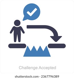 Challenge Accepted and achievement icon concept