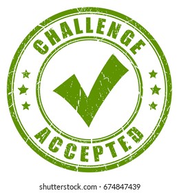 Challenge accepted rubber stamp on white background