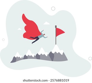 Challenge to achieve success milestone, goal or business target, winning mission or career development, growth or progress journey, aspiration concept.flat characters.