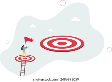 Challenge achievement or higher target, the way forward or next level, bigger business goal or aspiration concept.flat design.illustration with people.