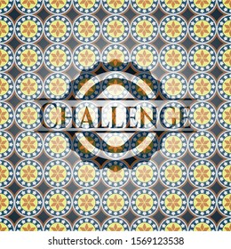 Challenge arabesque style badge. arabic decoration.