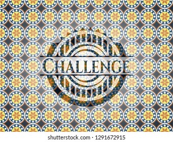 Challenge arabesque style emblem. arabic decoration.