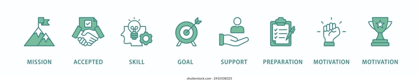 Challenge banner web icon vector illustration concept with icon of mission, accepted, skill, goal, support, preparation, motivation and success