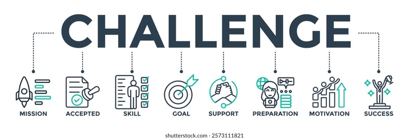 Challenge banner web icon vector illustration for motivation and success