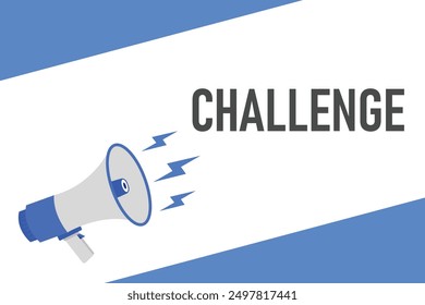 Challenge button, banner, label, template for website. Challenge text with colorful megaphone icon