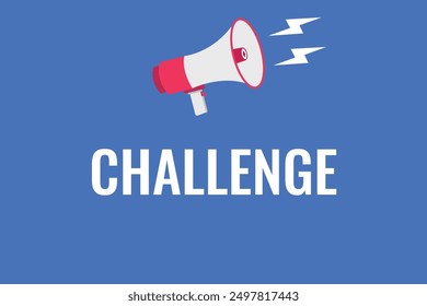 Challenge button, banner, label, template for website. Challenge text with colorful megaphone icon