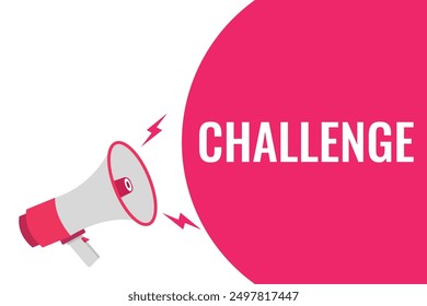 Challenge button, banner, label, template for website. Challenge text with colorful megaphone icon