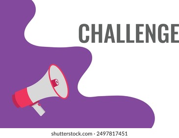 Challenge button, banner, label, template for website. Challenge text with colorful megaphone icon