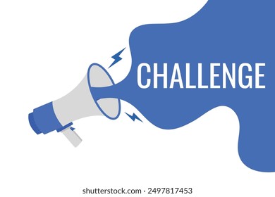 Challenge button, banner, label, template for website. Challenge text with colorful megaphone icon