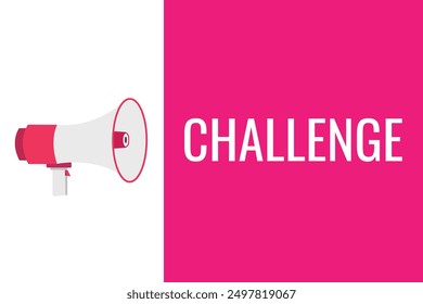 Challenge button, banner, label, template for website. Challenge text with colorful megaphone icon