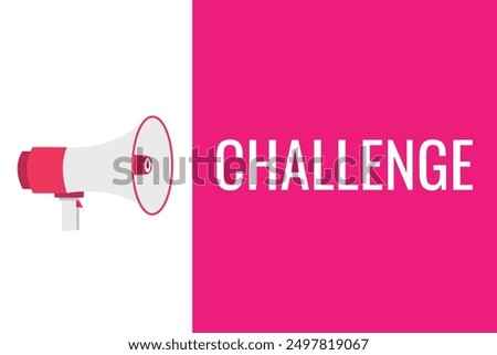 Challenge button, banner, label, template for website. Challenge text with colorful megaphone icon
