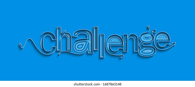Challenge Calligraphic 3d Style Text shopping poster vector illustration Design.