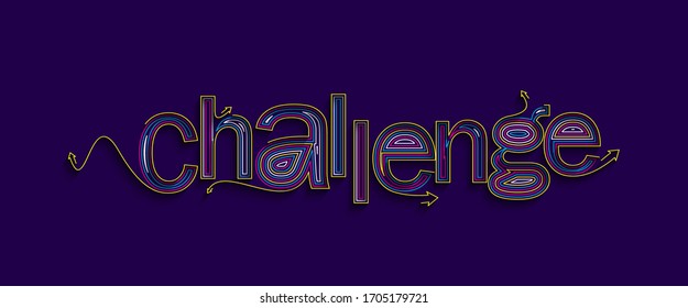 Challenge Calligraphic 3d Style Text shopping poster vector illustration Design.