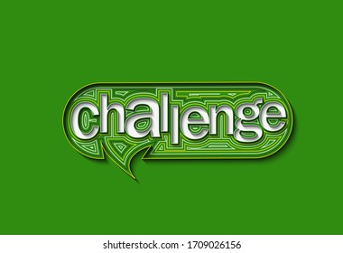 Challenge Calligraphic 3d Style Text shopping poster vector illustration Design.